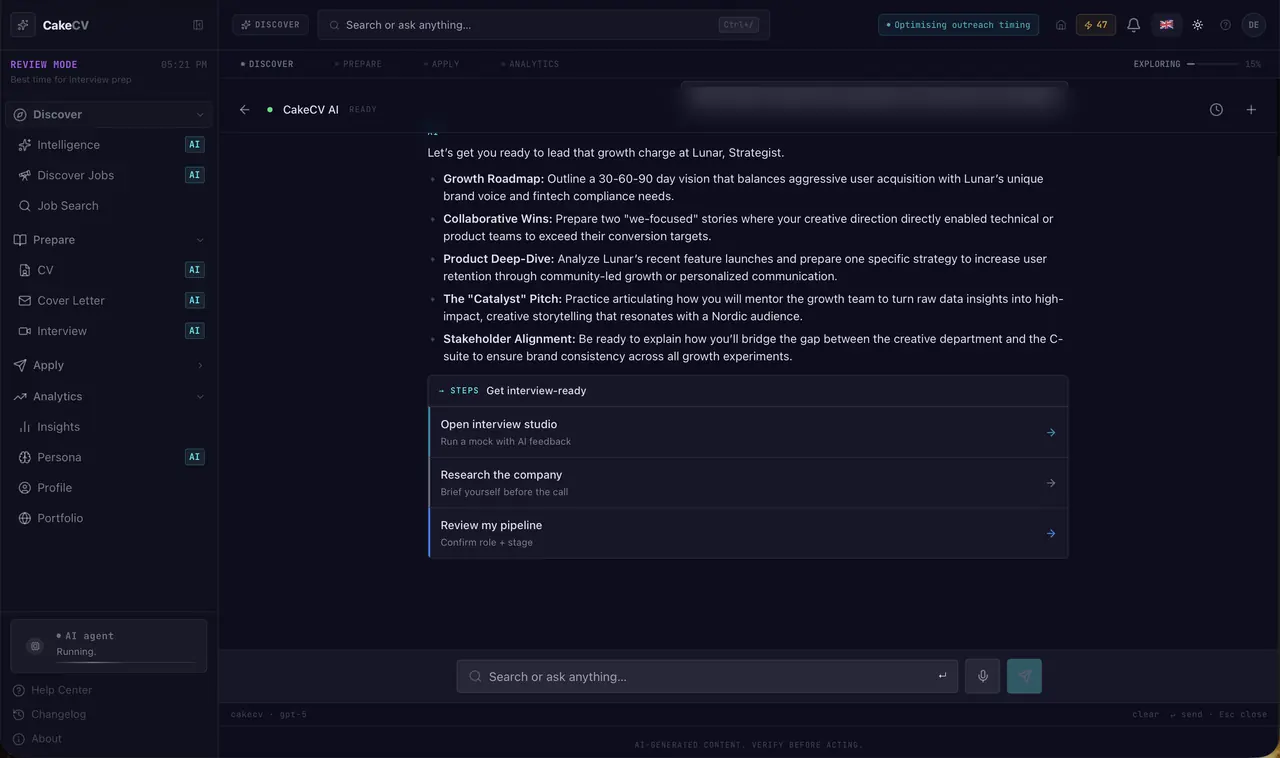 AI chat, answering from your own profile